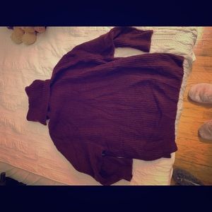 Plum purple Oversized knit turtleneck sweater